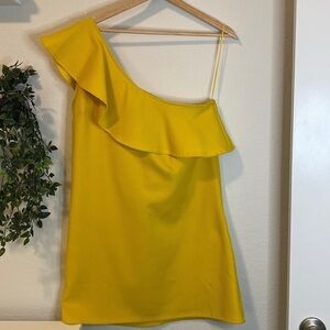 Cupcakes and Cashmere Yellow One Shoulder Mini Dress - Medium